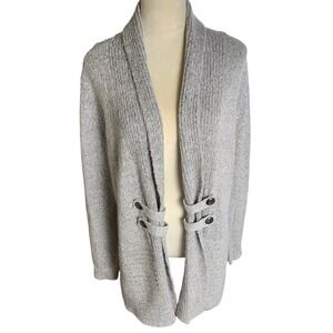 Womens Cardigan Sweater Open Front XL Heather Gray Shawl Collar‎ Lagenlook Apt 9